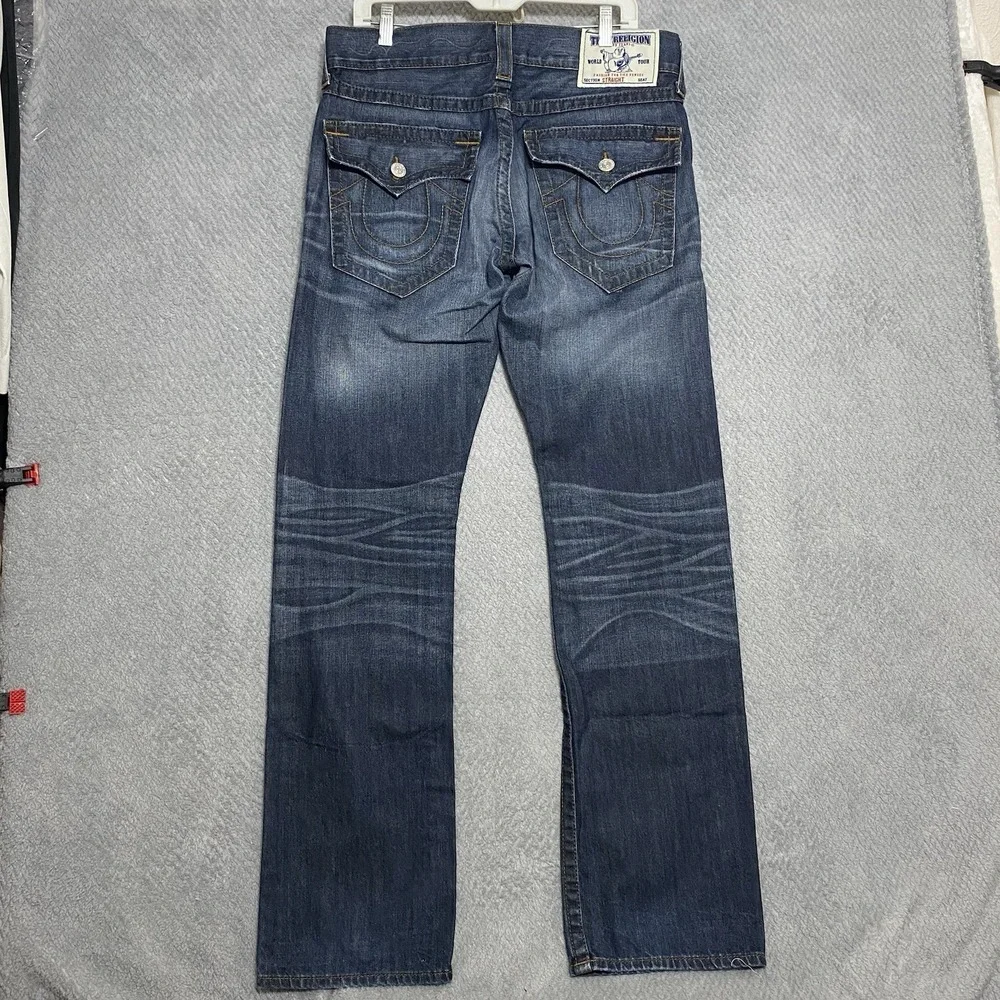 True Religion World Tour Men's Straight Jeans Sz 32 Fits 34/33